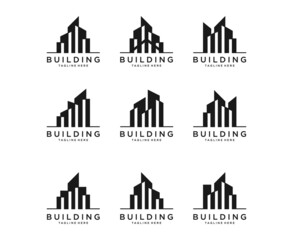 Fototapeta premium Set of building logo design vector inspiration. silhouette building logo template 