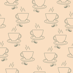 Seamless pattern with coffee.Doodle illustration on dark backdrop. Isolated vector illustration. Vector retro floral seamless pattern. Vector drawing. Pattern art texture background vector.