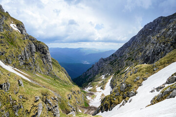 Fototapeta premium landscape in the Carpathian, Morarului Valley, Bucegi Mountains, Romania 