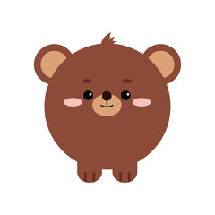 Circle bear forest animal face with paws icon isolated. Cute cartoon round shape kawaii kids brown teddy bear avatar character. Vector flat grizzly clip art illustration mobile ui game application.
