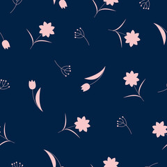 Seamless pattern with flowers.Beautiful illustration for fabric design. Seamless pattern abstract leaf. Vintage botanical background. Spring botanical print.  Floral vintage seamless pattern.