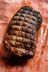  beef brisket on wooden paper