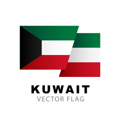 Colorful Kuwaiti flag logo. Flag of Kuwait. Vector illustration isolated on white background.