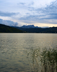 lakeview with mountains in the back