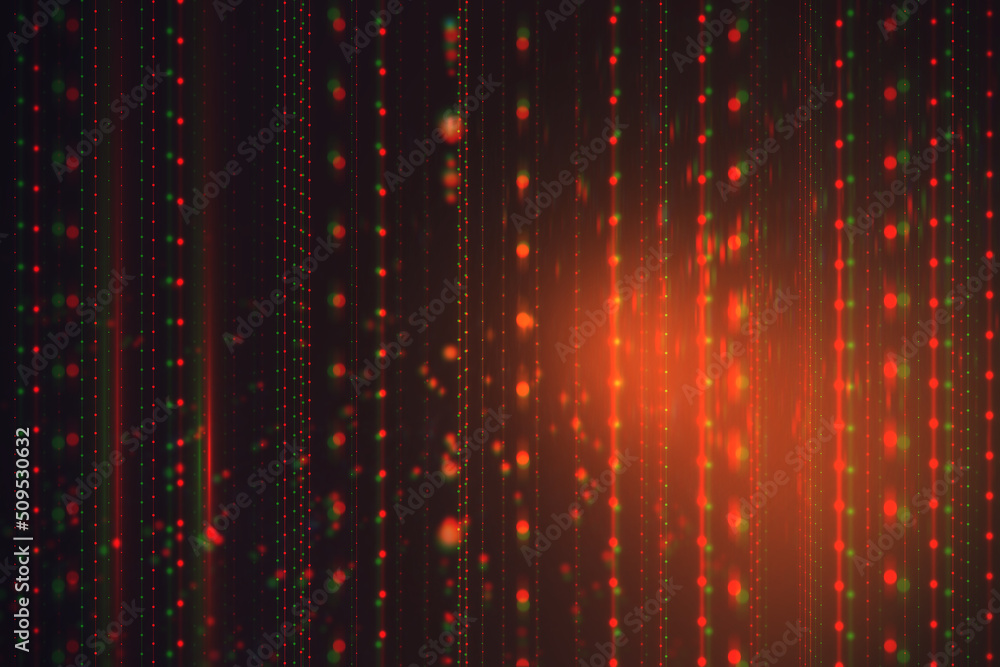 Poster Creative tech lines and blurry circles background. Technology and design, landing page concept. 3D Rendering.