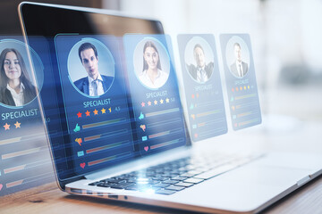 Human resource management concept. CV online to choose the perfect employee for business. Modern...