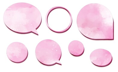 シャドウつき3dっぽい桜色吹き出しセット　ラスター素材