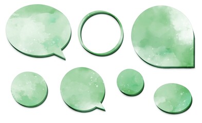 シャドウつき3dっぽい新緑吹き出しセット　ラスター素材