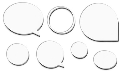 グレーシャドウの3dっぽいモノクロ吹き出しセット　ラスター素材