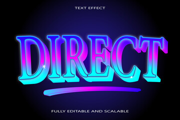 Direct editable Text effect 3 Dimension emboss neon style