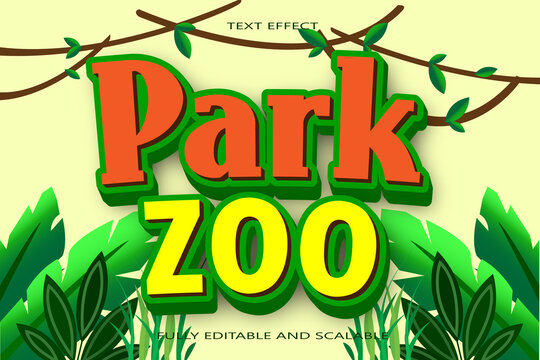 Park zoo editable Text effect 3 dimension emboss GB