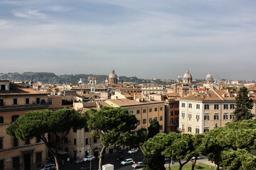 Fototapeta na wymiar Aerial view of Rome street, Italy. Beautiful ancient buildings, cityscape