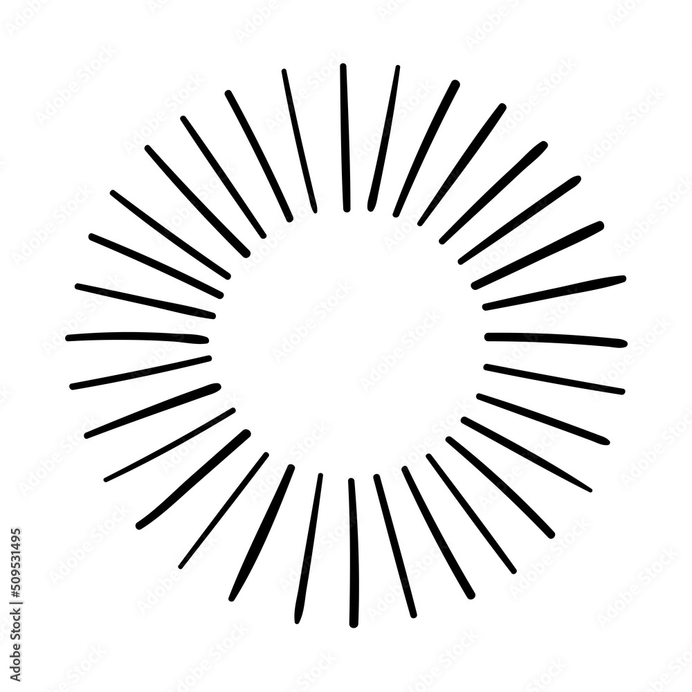 Wall mural sunburst, explosion effects, vintage doodle isolated on white background
