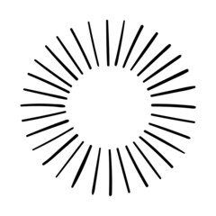 Sunburst, explosion effects, vintage doodle isolated on white background