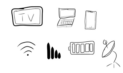 electronics icon of tv laptop wifi battery network mobile 
