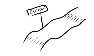 icon of go slow board with road