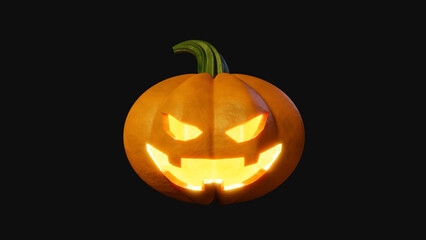 ハロウィーンのジャックオーランタンの3d画像。黒色背景。