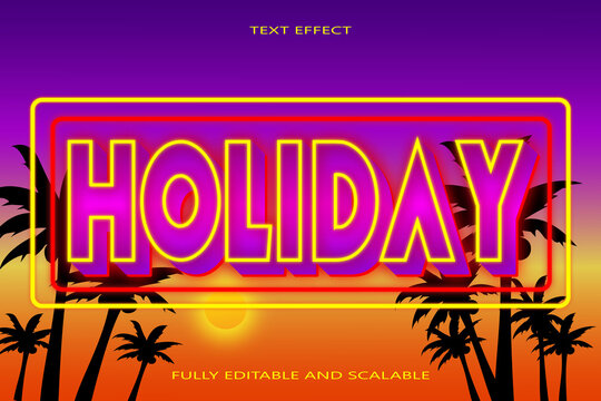 Holiday editable Text effect 3 dimension emboss neon style