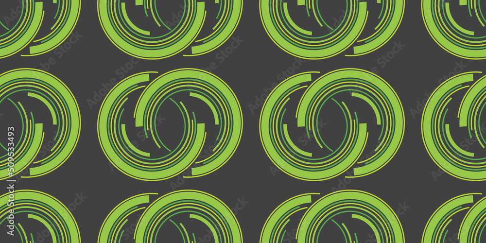 Poster Abstract Dark Green Vintage Style Coupled Half Circles Pattern Background, Wide Scale Texture - Illustration Template Design in Editable Vector Format