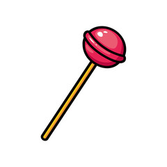 Image of pink lollipop, pop art, comics style. Vector illustration isolated on white background.