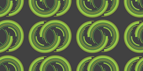 Abstract Dark Green Vintage Style Coupled Half Circles Pattern Background, Wide Scale Texture - Illustration Template Design in Editable Vector Format