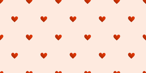 Seamless Scarce Red Hearts Pattern - Minimalist Repetitive Texture on Pink Background, Design Element, Template in Editable Vector Format