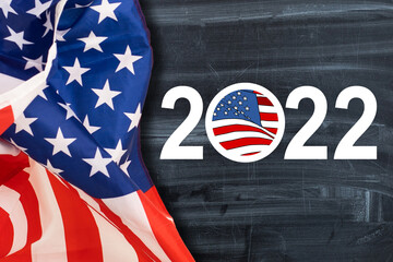 2022 election day in united states. illustration graphic ofunited states flag