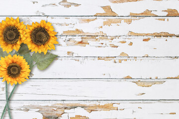 Wood texture floral sunflower farmhouse decoration wooden background