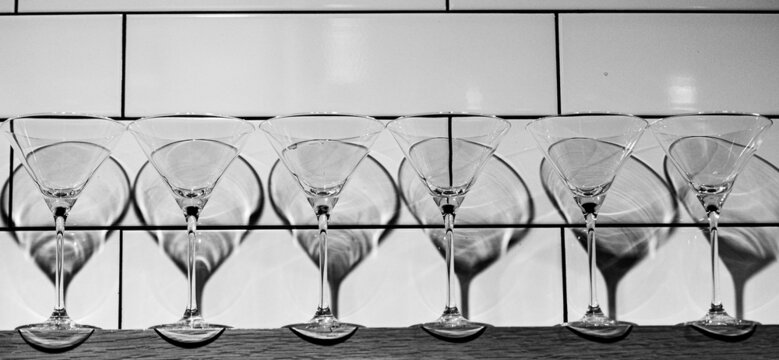 Row of martini glasses