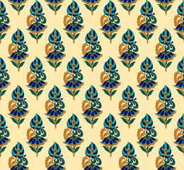 Seamless beautiful ethnic Paisley pattern on Yellow background