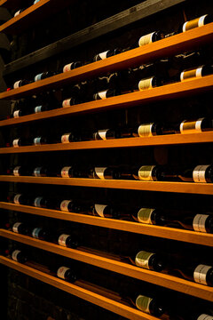 Wine bottles wall display