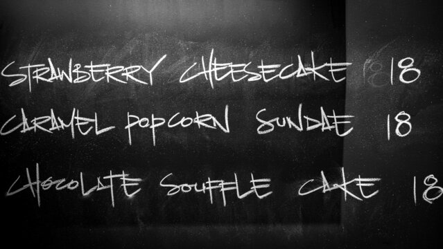 Menu on blackboard in restaurant