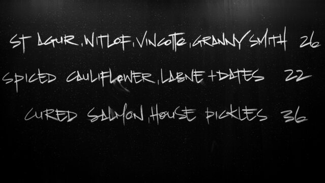Restaurant food menu on chalk board