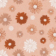 Cute retro style - smiley face, happy face print pattern, seamless repeat, repeat pattern file