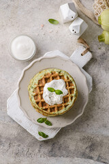 zucchini waffles with sour cream