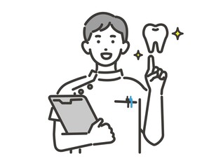 歯医者や歯科衛生士の上半身のベクターイラスト素材／ デンタルクリニック／歯医者