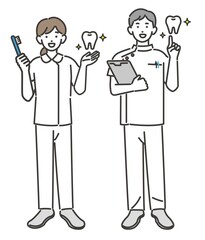 歯医者や歯科衛生士の上半身のベクターイラスト素材／ デンタルクリニック／歯医者