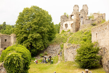 Ruins Divci Kamen, Maiden Stone Castle in Czech Republic, near Ceske Budejovice