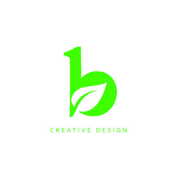 Creative Letter B Leaf Logo Design, Letter B Botanical Logo, Leaf Attached with Alphabet B