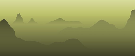 Fototapeta premium Misty mountain landscape vector illustration suitable for background, desktop background, wallpaper, screensaver, illustration, art gallery.