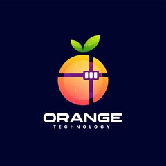 Fototapeta premium Vector Logo Illustration Orange Gradient Colorful Style.