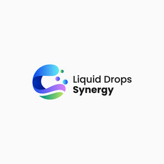 Vector Logo Illustration Liquid Drops Gradient Colorful Style.