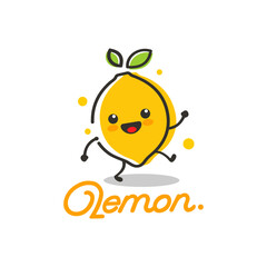 cute lemon fruit mascot character illustration logo icon vector