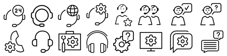 Technical support vector icon set. operator illustration sign collection. online symbol.