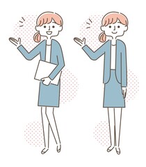 笑顔で対応する女性会社員 全身