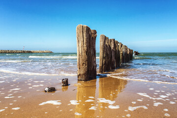 Poles in the water at Cadzand.