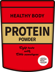 Red package of powdered protein
