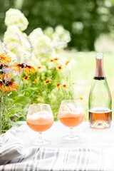 Champagne Floats with Sherbet Ice Cream on a Summer Patio