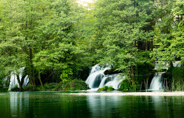 Waterfalls on Pliva river near Jajce city. Bosnia and Herzegovina.