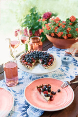 Summer Entertaining on the Patio with Fruit Tart and Rose Wine